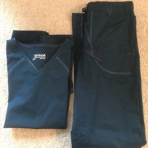 Brand new Grace navy scrub top and bottom